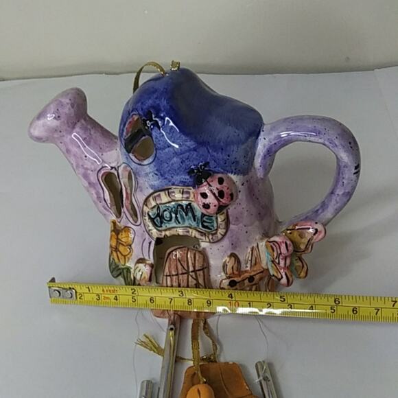 Nantucket Fairy House Watering Can Wind Chime Ceramic Garden Theme Gnome House - Picture 11 of 12